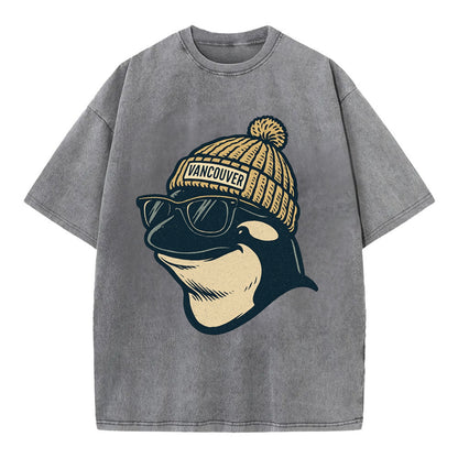 Vancouver Orca wearing Vancouver beanie - Vintage T-shirt - Grey