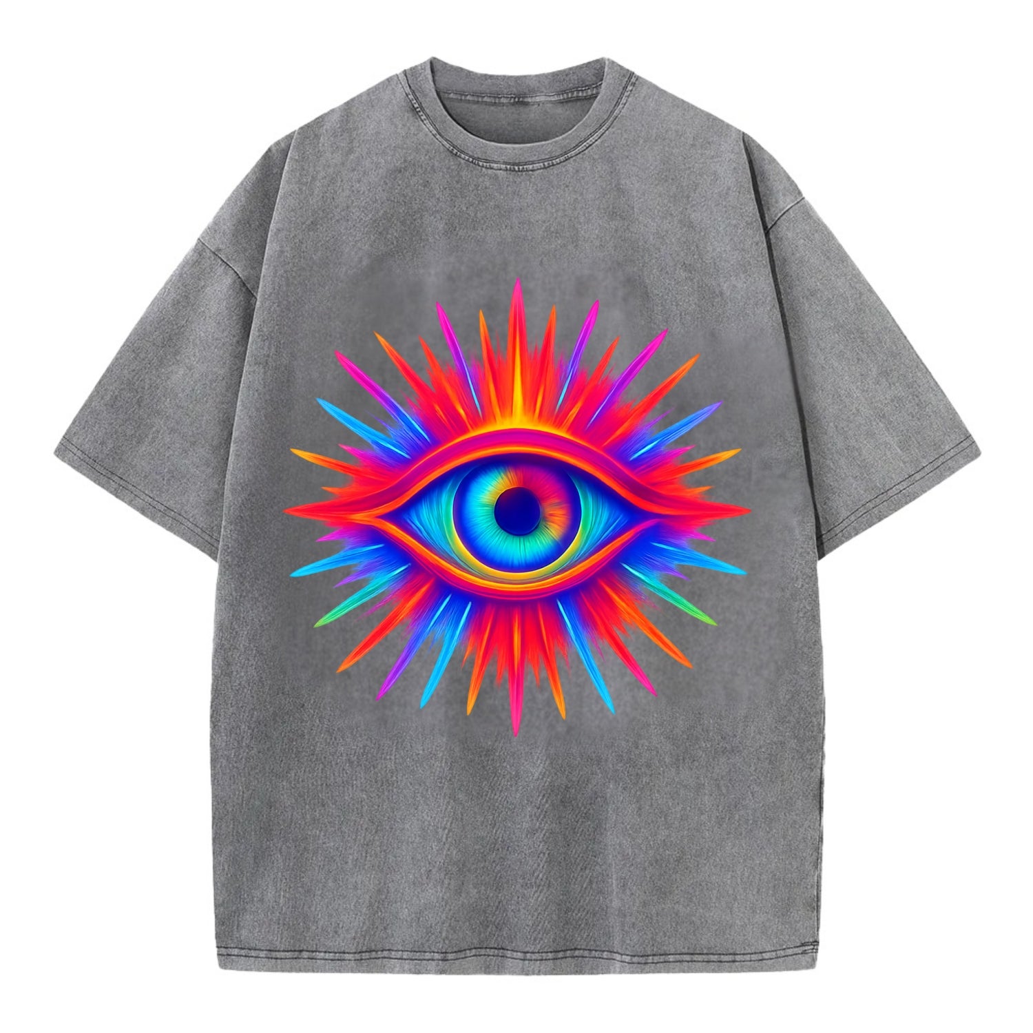 Rainbow Third Eye - Prismatic eye radiat Vintage T-shirt - Grey