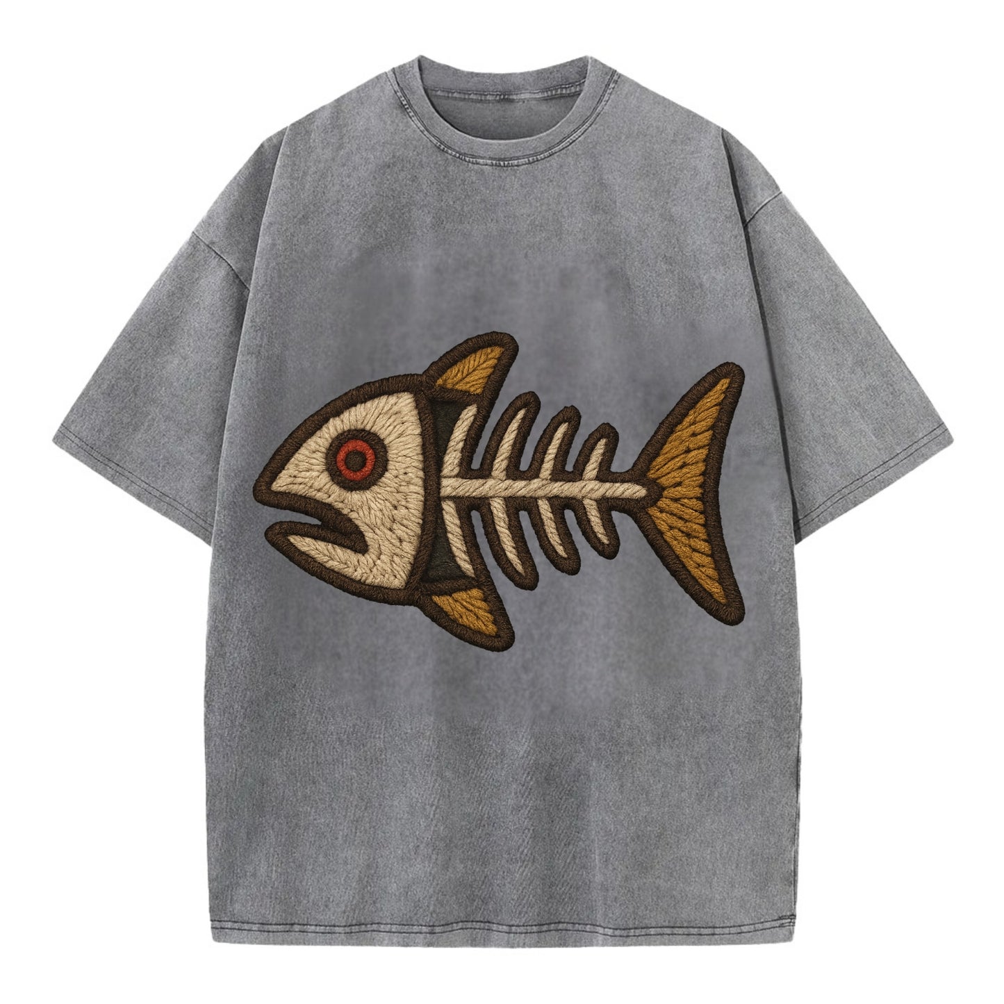 Fish Skeleton  - Vintage T-shirt - Grey