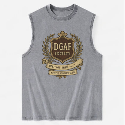 Official membership card design - "DGAF Society - Distinguished Members Since - Vintage Washed Tank - Grey