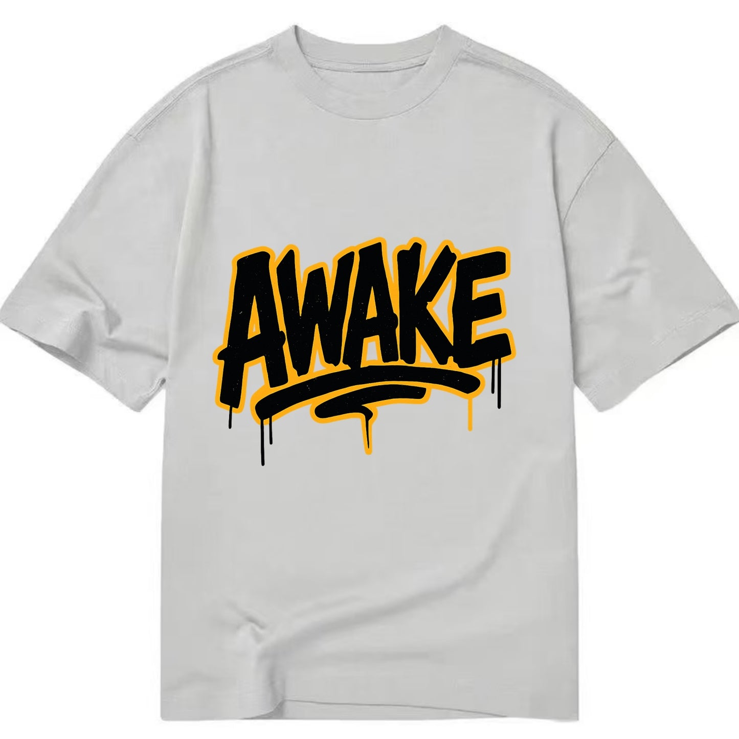 Bold typography design - "AWAKE" - conscious, aware, alert - Classic T-shirt - Grey