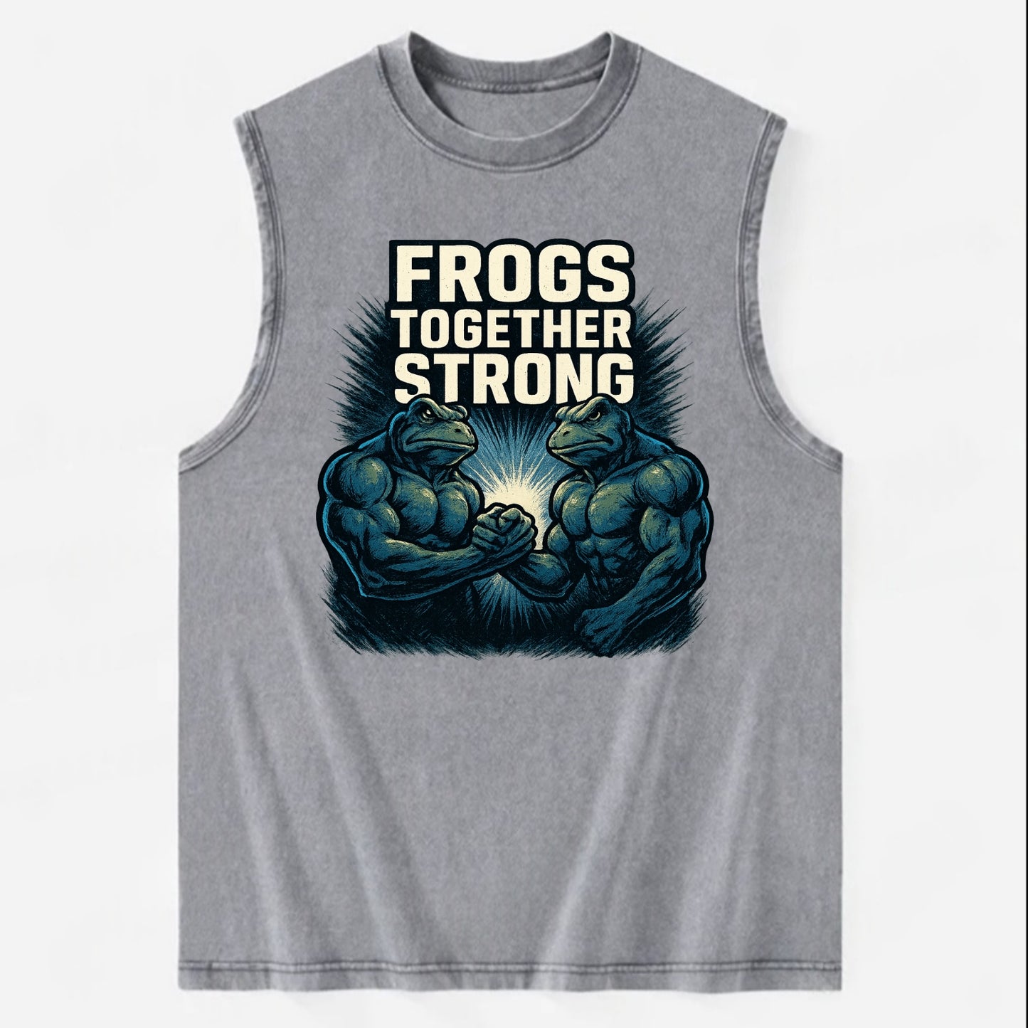 Frogs Together Strong 4 - Vintage Washed Tank - Grey