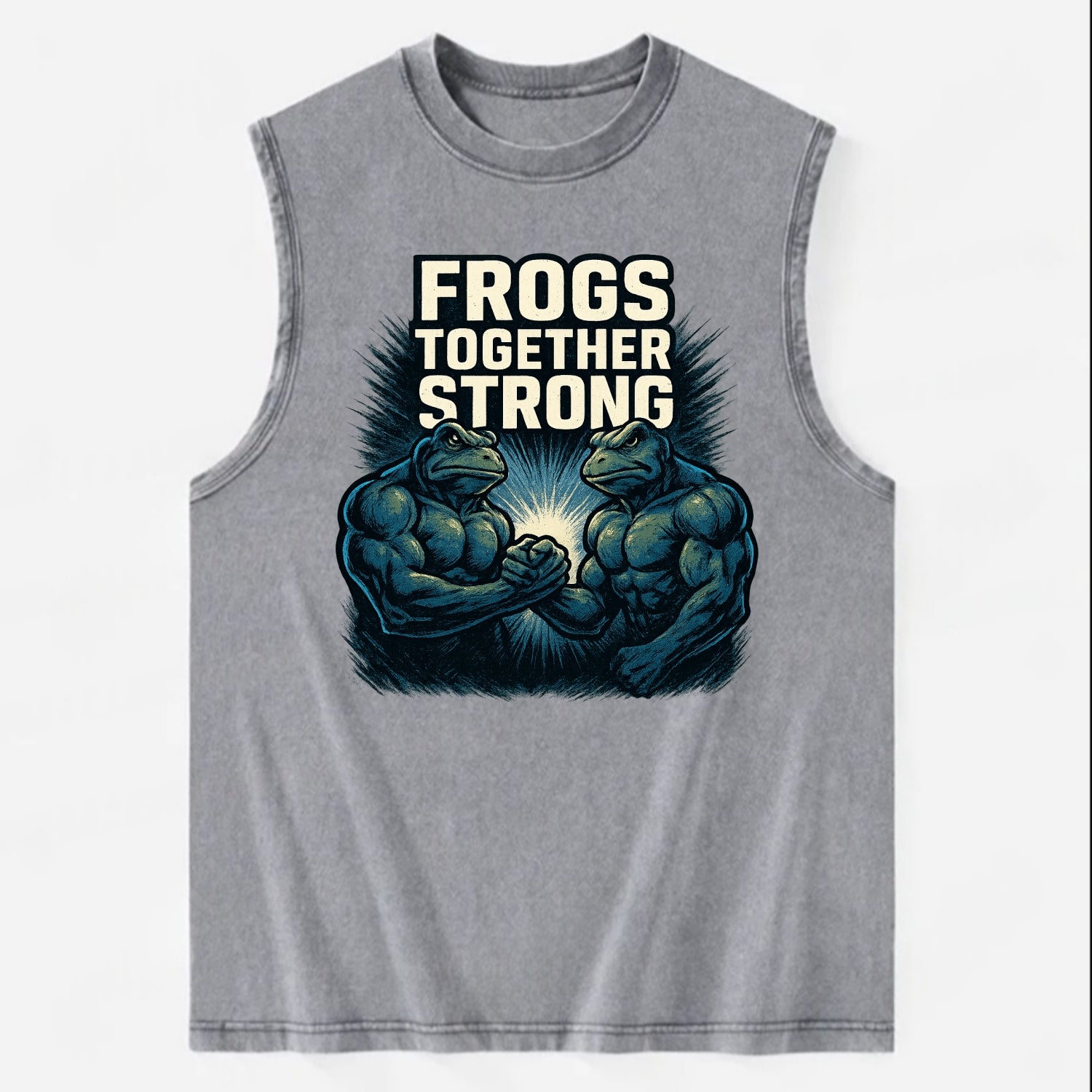 Frogs Together Strong 4 - Vintage Washed Tank - Grey