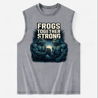 Frogs Together Strong 4 - Vintage Washed Tank - Grey
