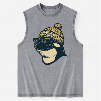 Vancouver Orca wearing Vancouver beanie - Vintage Washed Tank - Grey