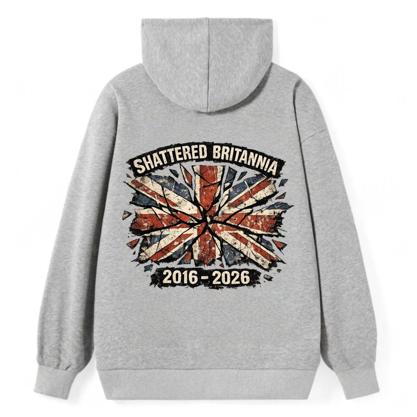 SHATTERED BRITANNIA | Cracked broken Union Jack | Fragmented glass effect - Classic Pullover Hoodie - Grey
