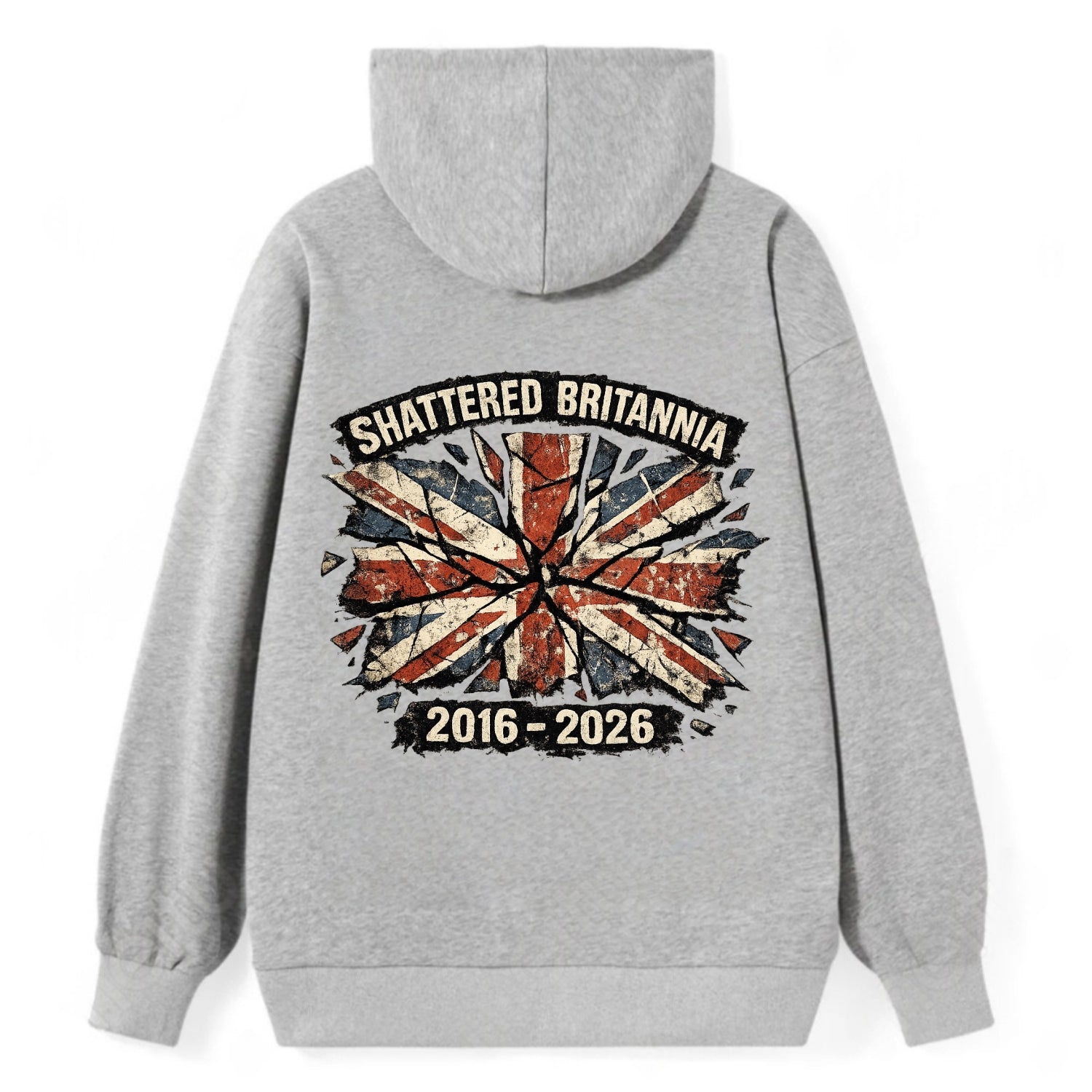SHATTERED BRITANNIA | Cracked broken Union Jack | Fragmented glass effect - Classic Pullover Hoodie - Grey