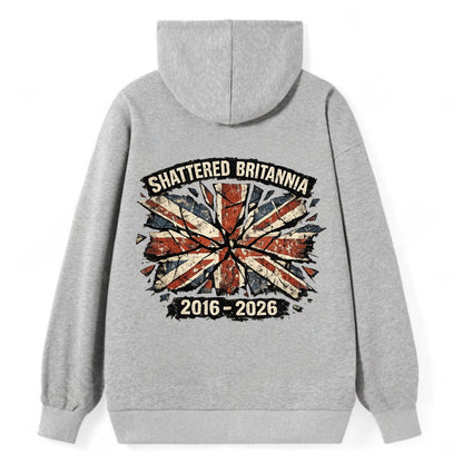 SHATTERED BRITANNIA | Cracked broken Union Jack | Fragmented glass effect - Classic Pullover Hoodie - Grey