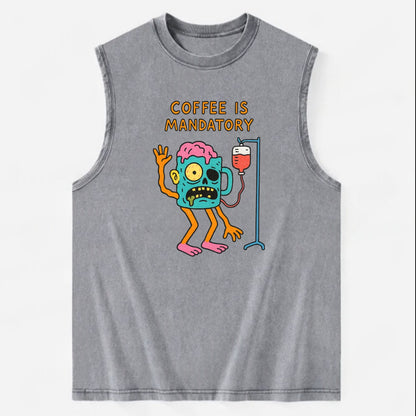 COFFEE IS MANDATORY | Zombie mug with IV drip - Vintage Washed Tank - Grey