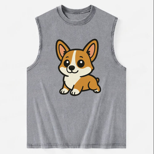 Corgi - Sploot lying position - Vintage Washed Tank