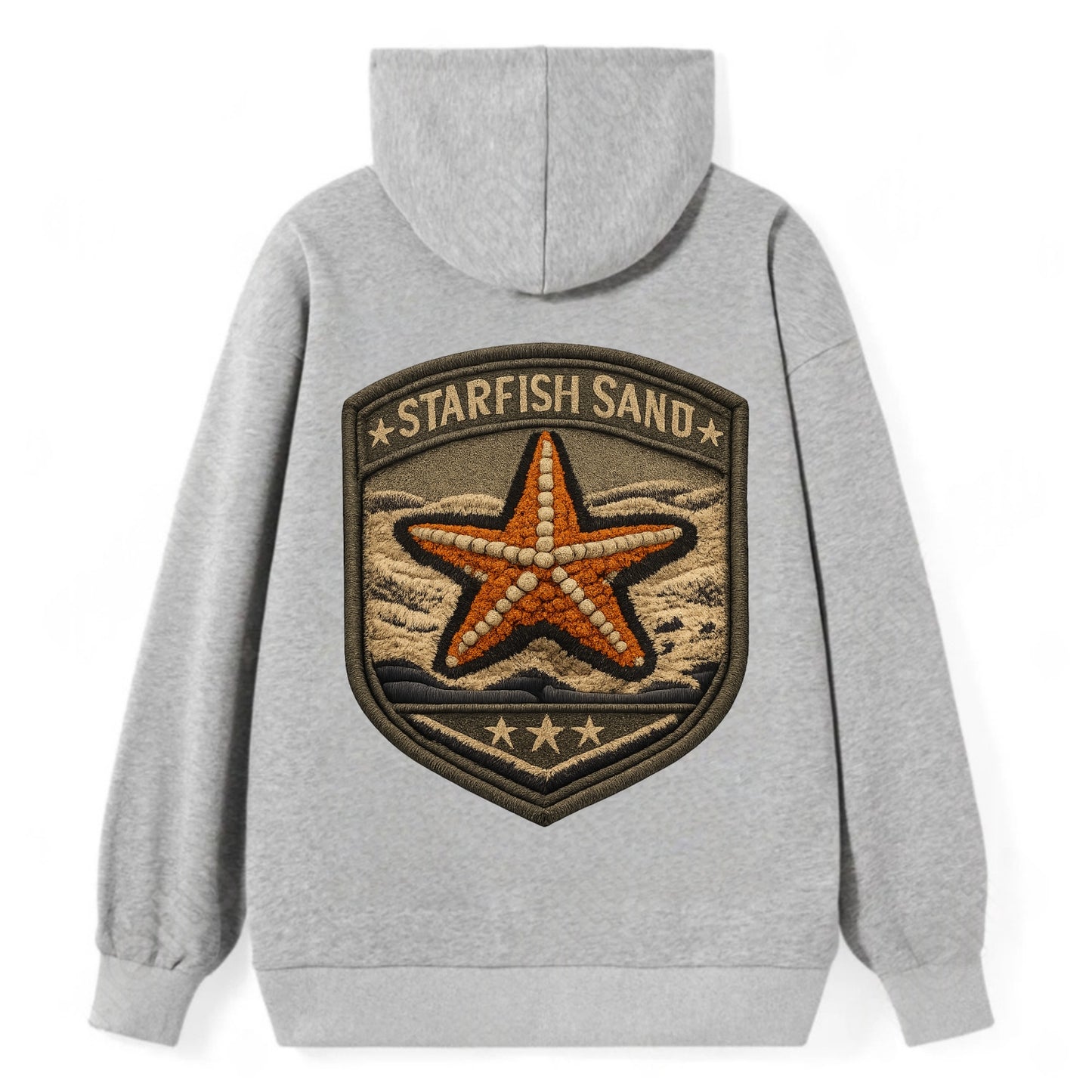 STARFISH SAND - sea star in orange and tan , beachcomber - Classic Pullover Hoodie - Grey