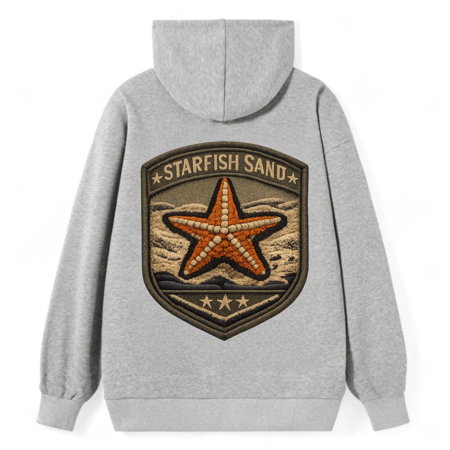 STARFISH SAND - sea star in orange and tan , beachcomber - Classic Pullover Hoodie - Grey