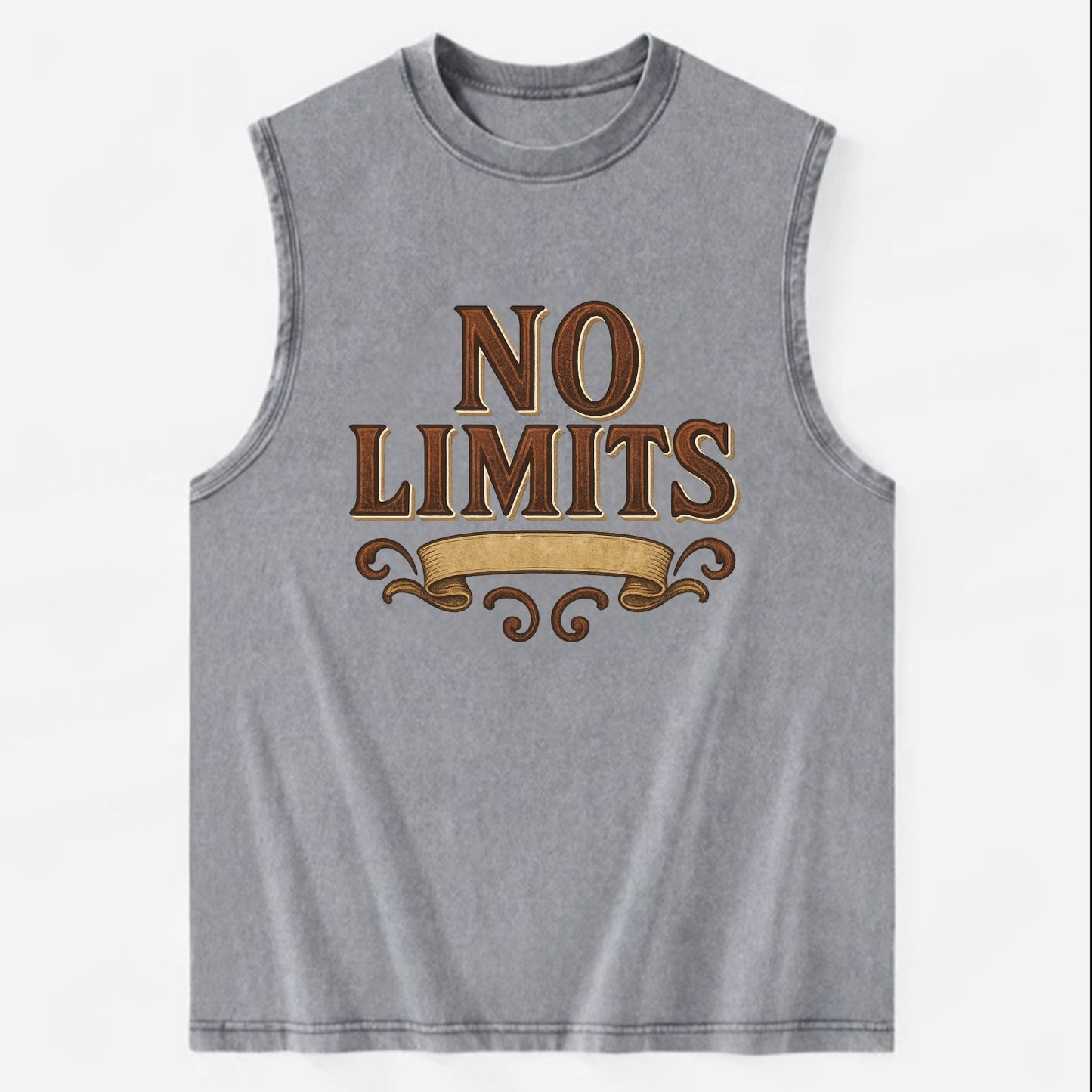 Bold typography design - "NO LIMITS" - boundless potential - Vintage Washed Tank - Grey