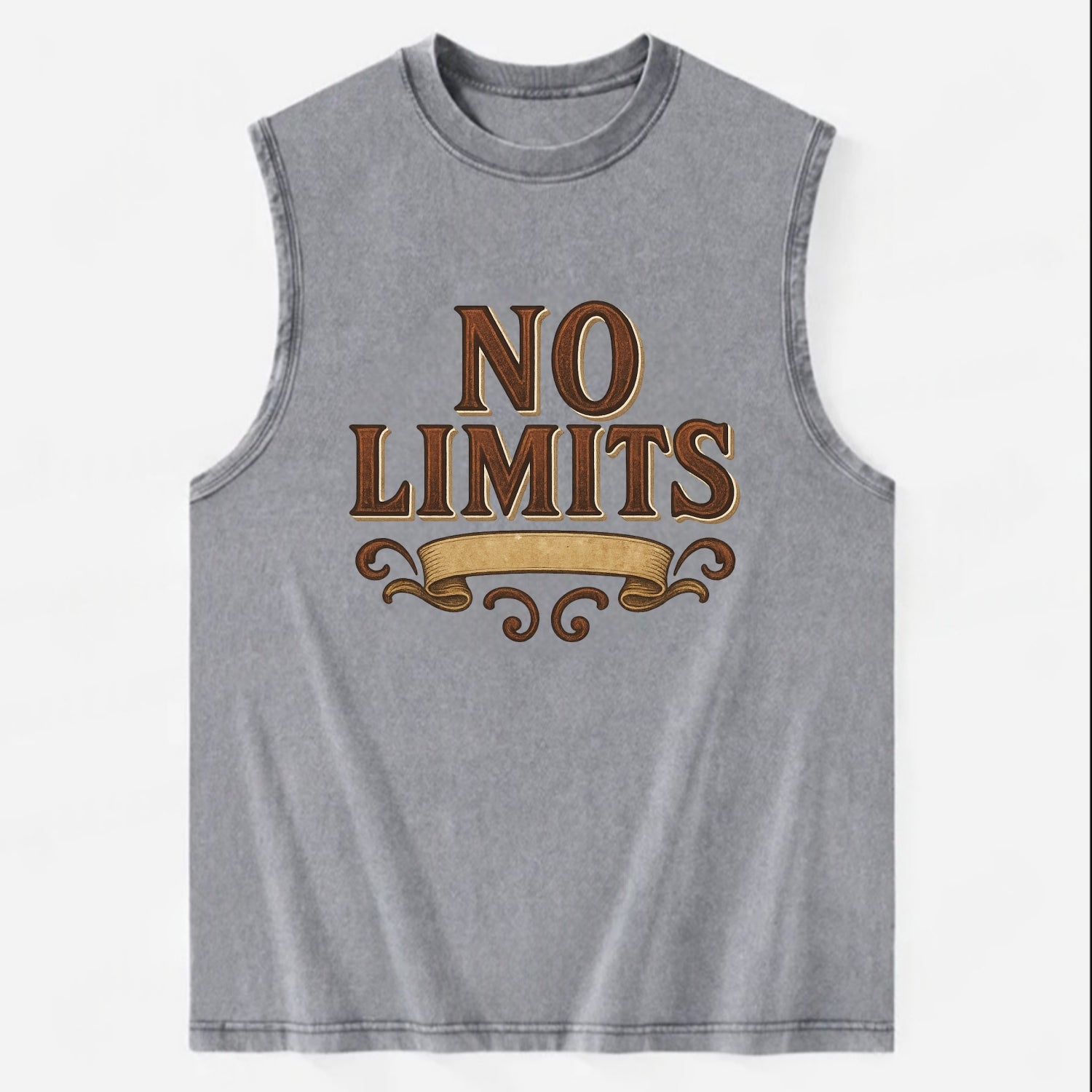 Bold typography design - "NO LIMITS" - boundless potential - Vintage Washed Tank - Grey