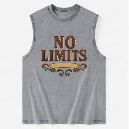 Bold typography design - "NO LIMITS" - boundless potential - Vintage Washed Tank - Grey