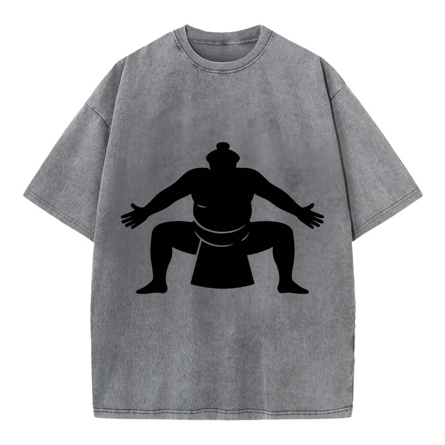 Japanese sumo wrestler ceremonial stance - Vintage T-shirt - Grey