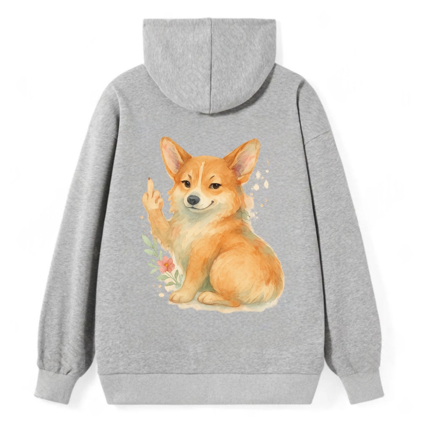 Corgi short legs and fluffy butt, one stubby paw up with sass - Classic Pullover Hoodie - Grey