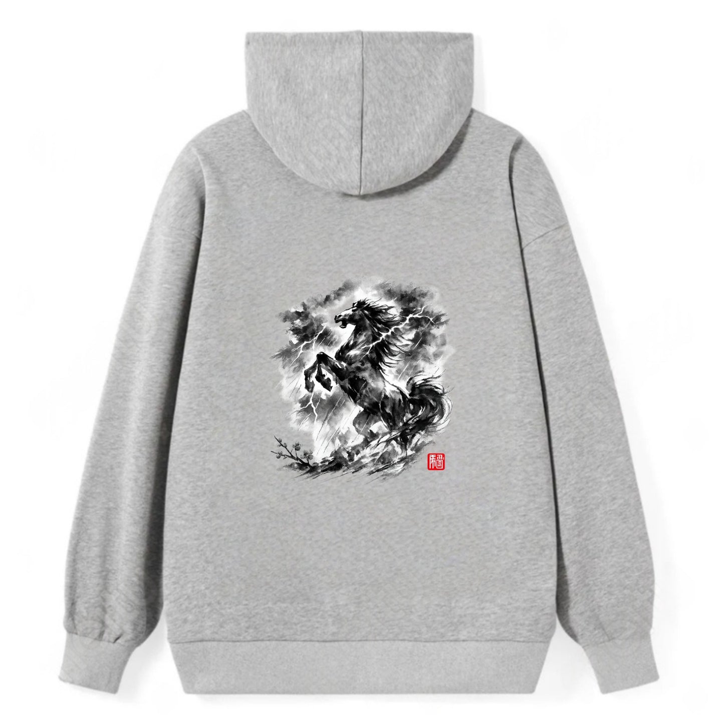 THUNDER HORSE | Storm horse with lightning elements | Dramatic storm - Classic Pullover Hoodie - Grey
