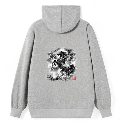 THUNDER HORSE | Storm horse with lightning elements | Dramatic storm - Classic Pullover Hoodie - Grey