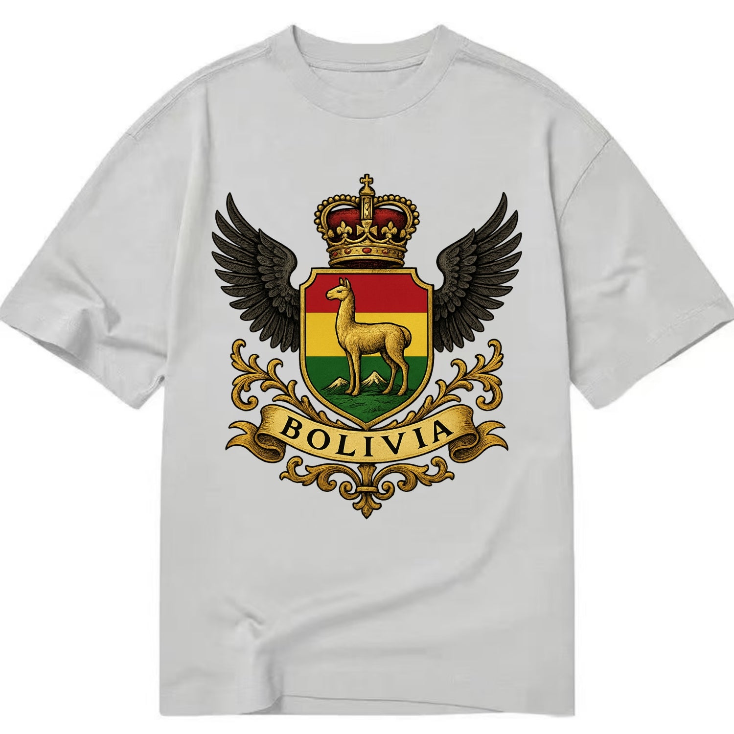 Bolivia Llama Emblem  - Classic T-shirt - Grey