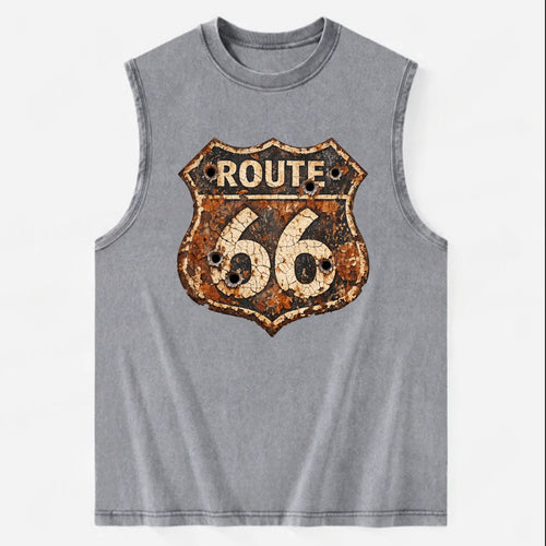 WEATHERED MARKER | Rust-aged Route 66 sign | Desert sun-bleached | Bullet - Vintage Washed Tank