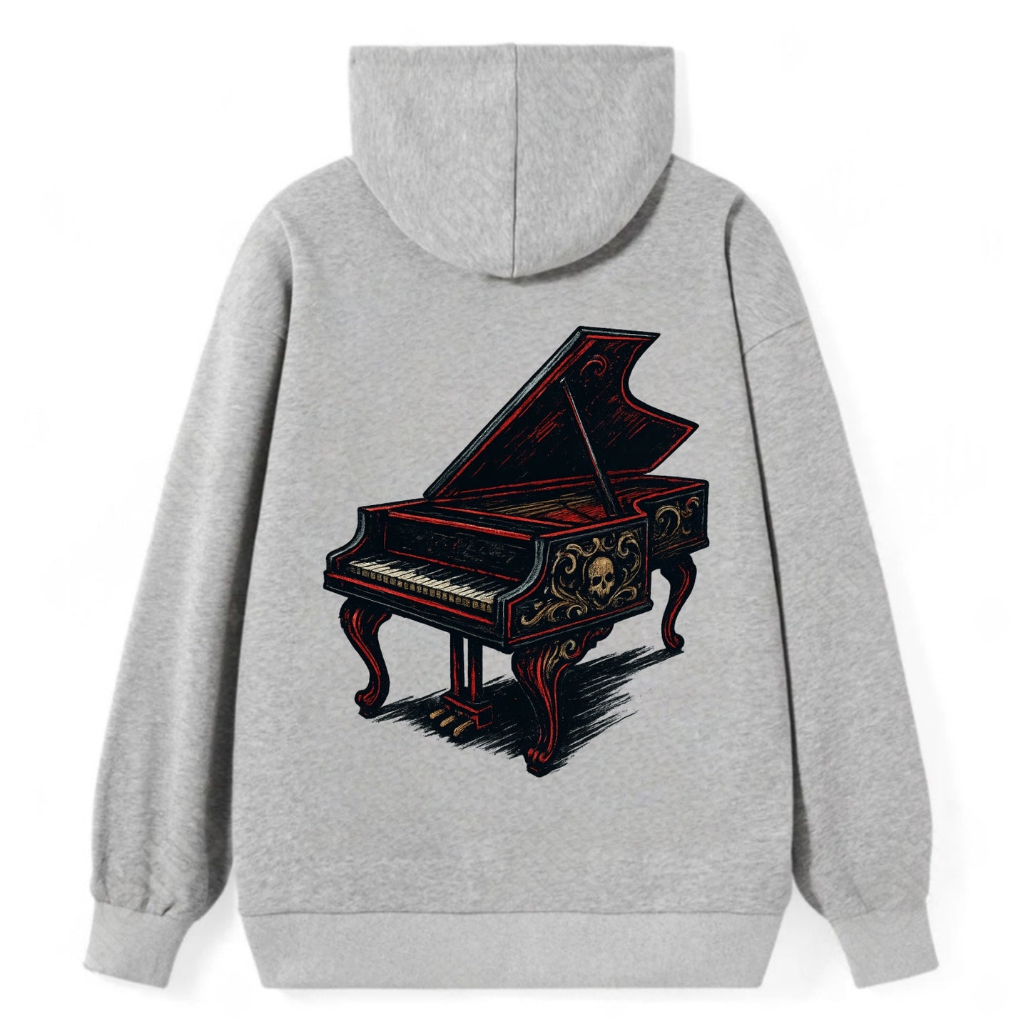 Harpsichord with baroque decorative styling - Classic Pullover Hoodie - Grey