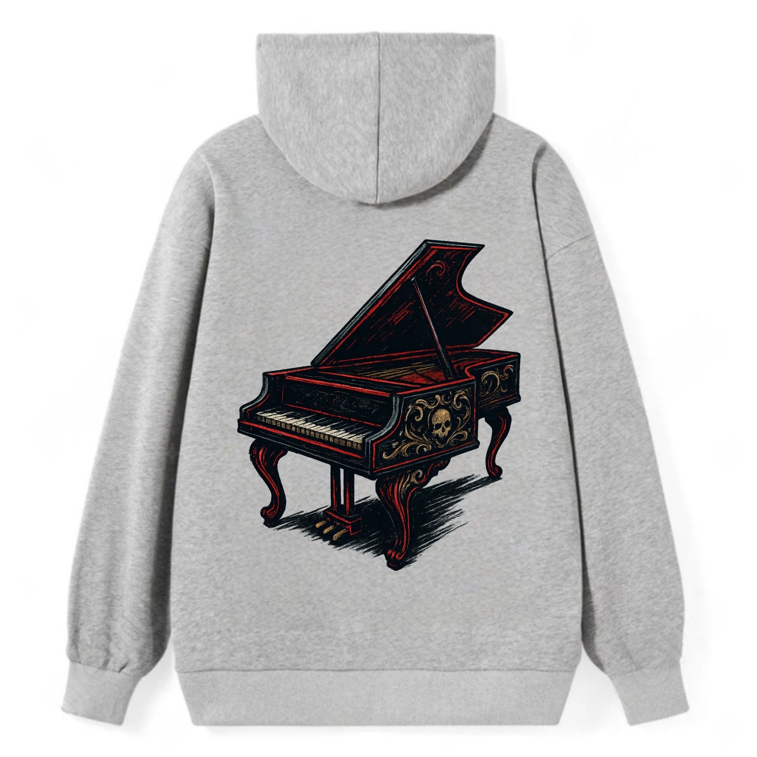 Harpsichord with baroque decorative styling - Classic Pullover Hoodie - Grey