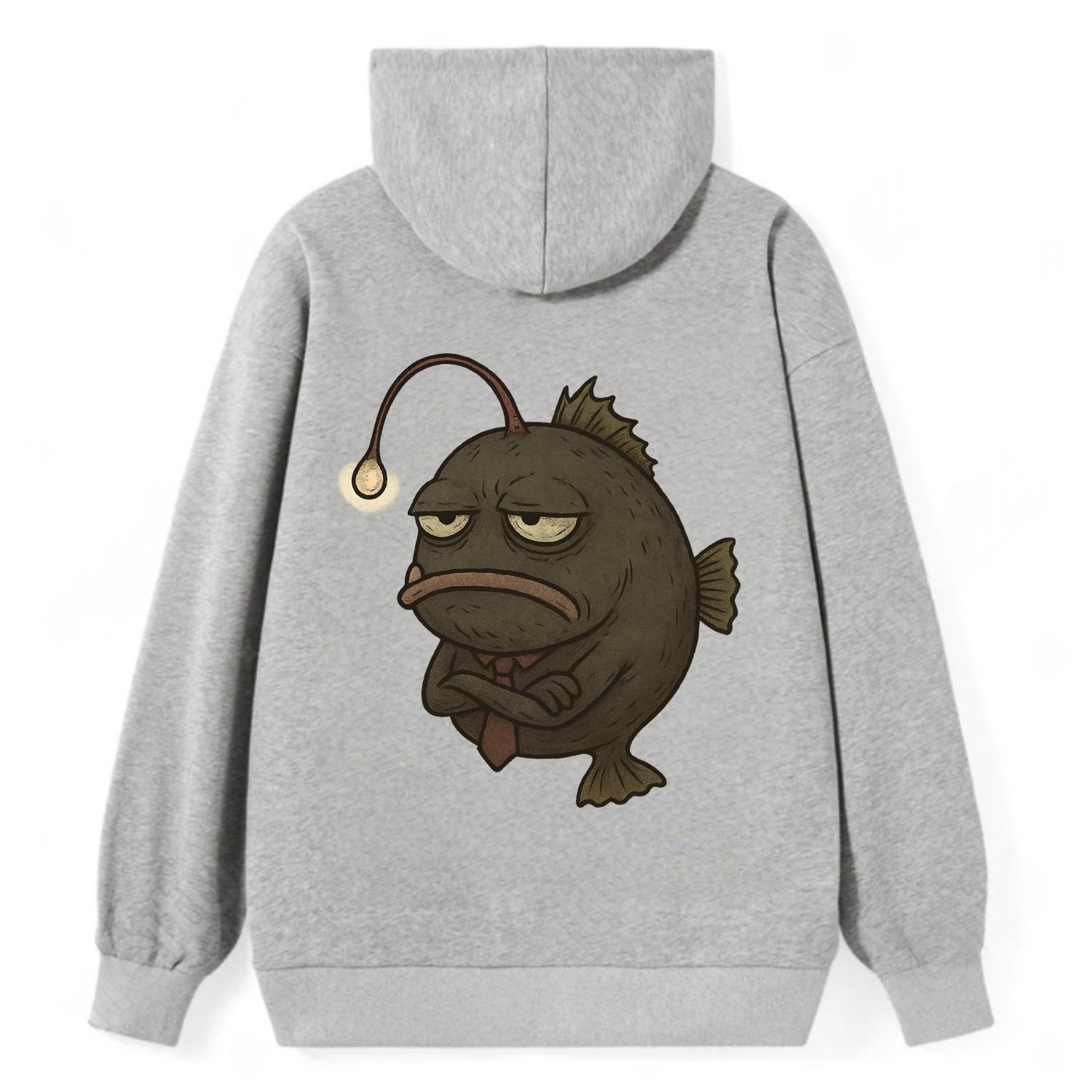 THE ANGLERFISH LURES DISAPPOINTMENT | Dark gray anglerfish with dim light - Classic Pullover Hoodie - Grey