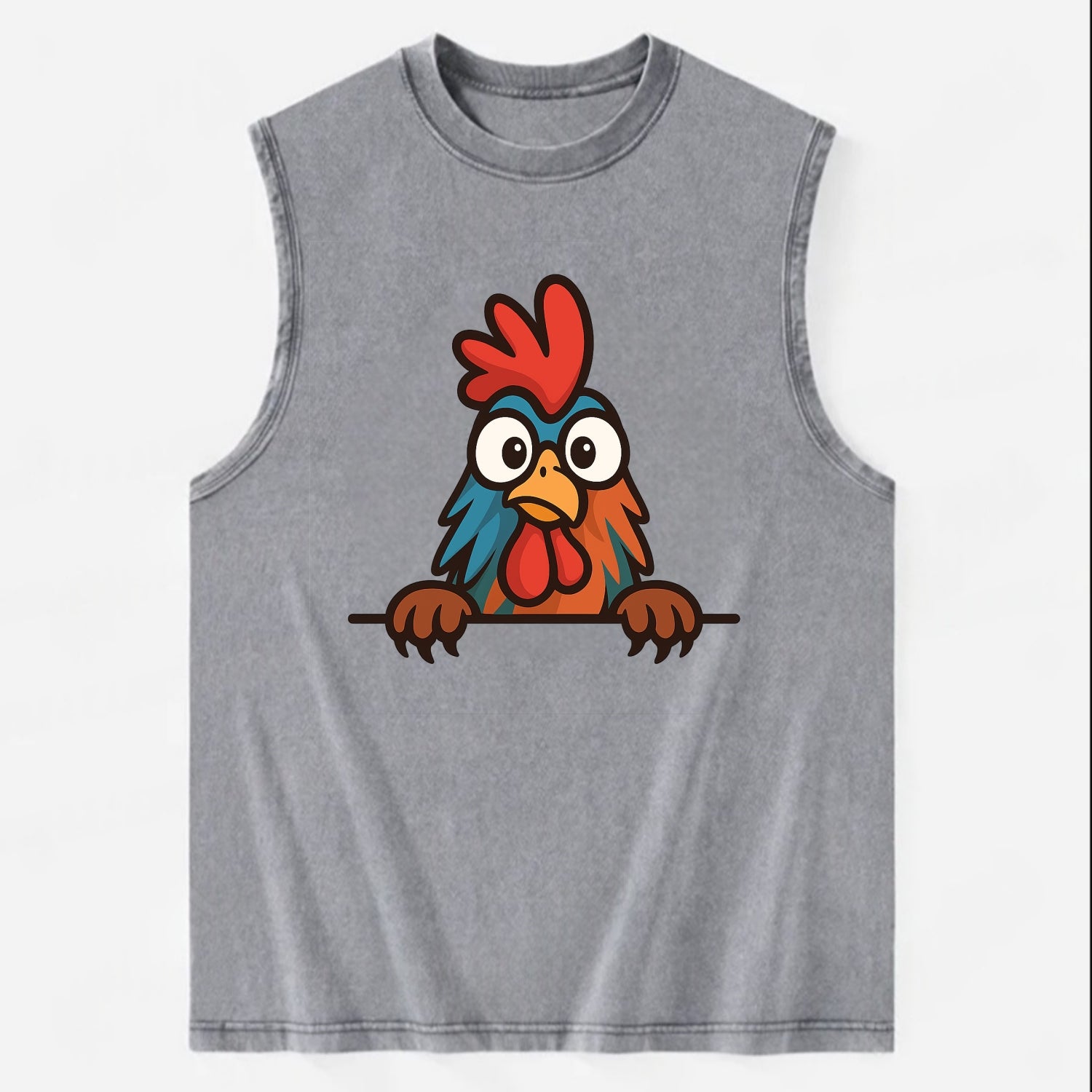 Rooster  - Vintage Washed Tank - Grey