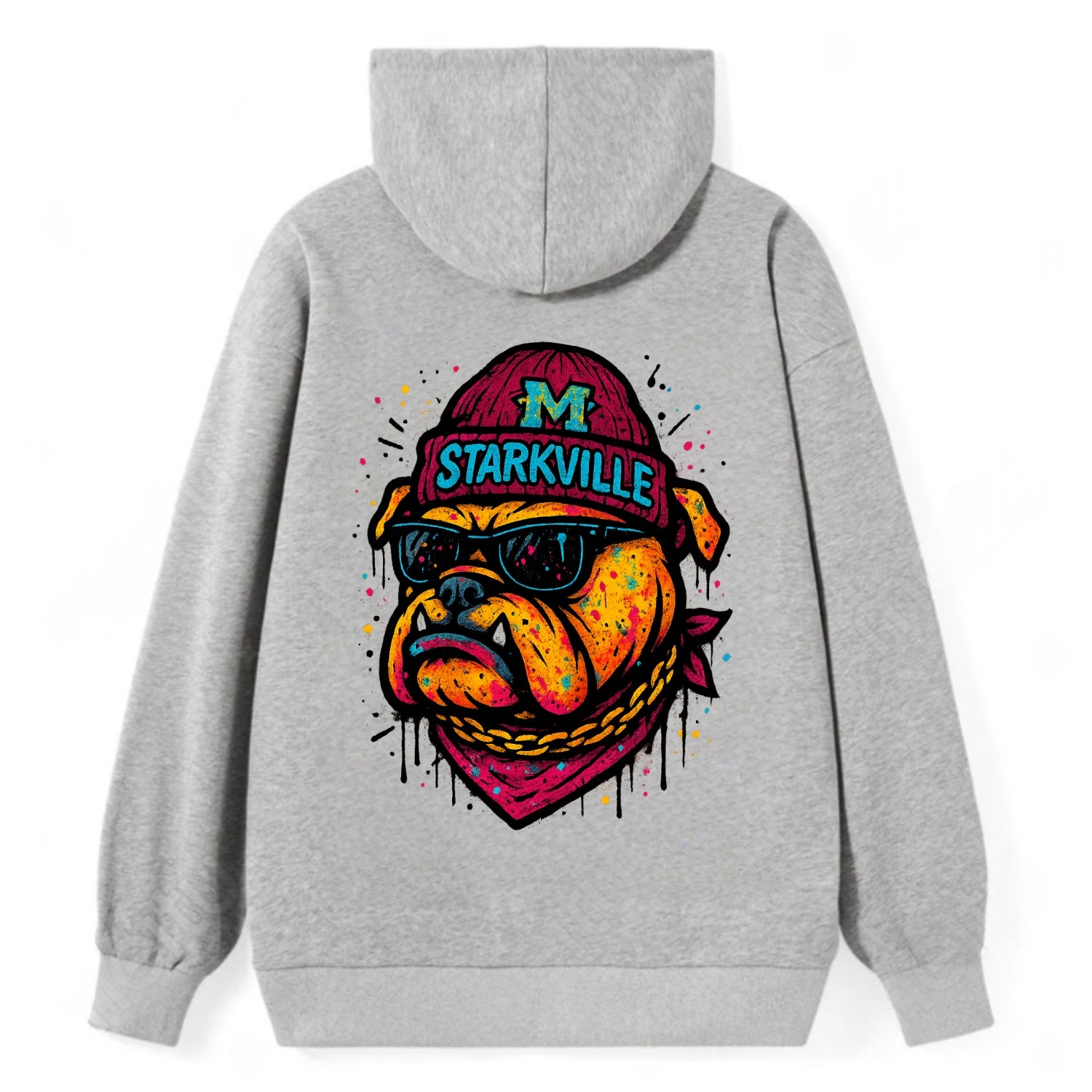Starkville Bulldog wearing Mississippi State beanie with M patch - Classic Pullover Hoodie - Grey