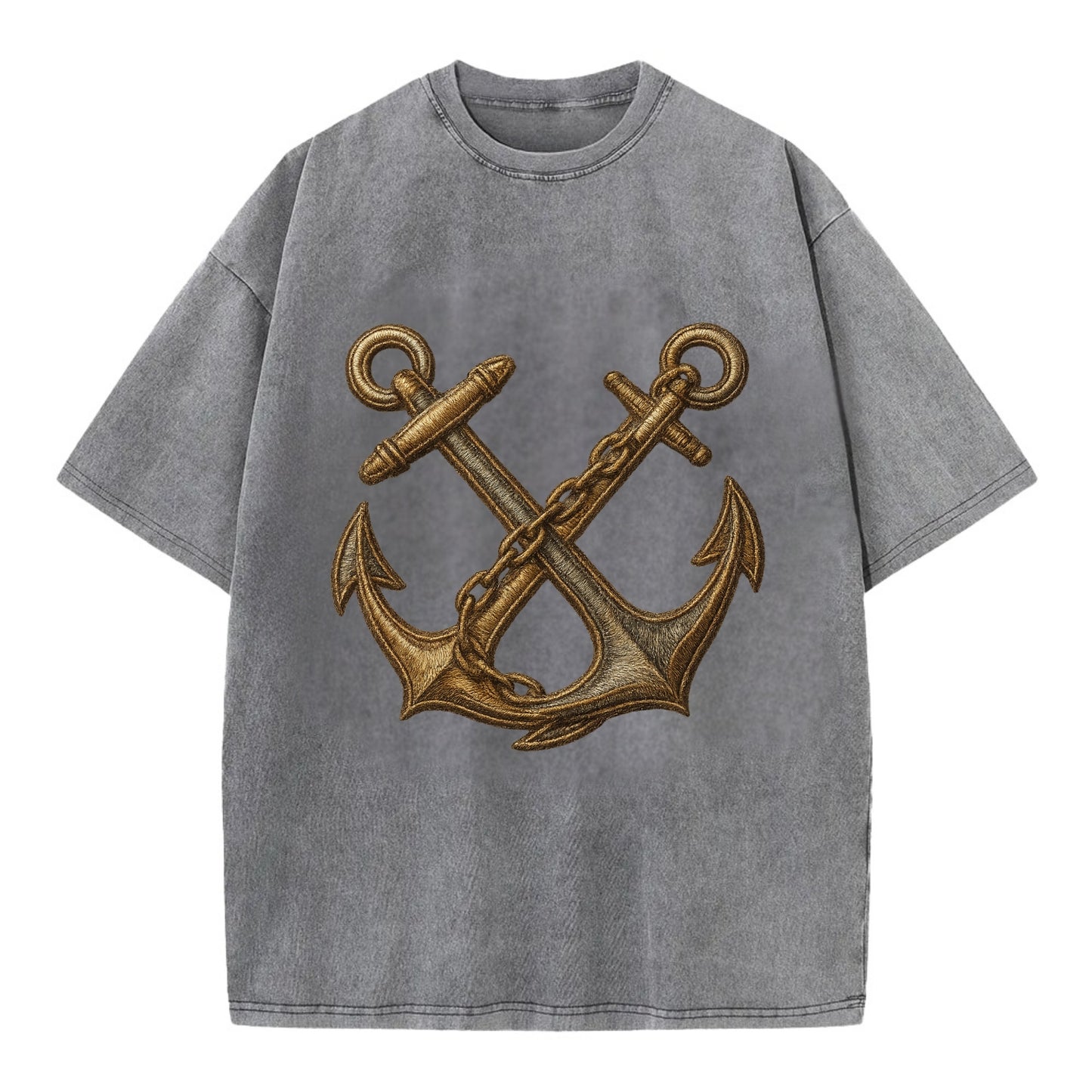 Crossed Anchors  - Vintage T-shirt - Grey