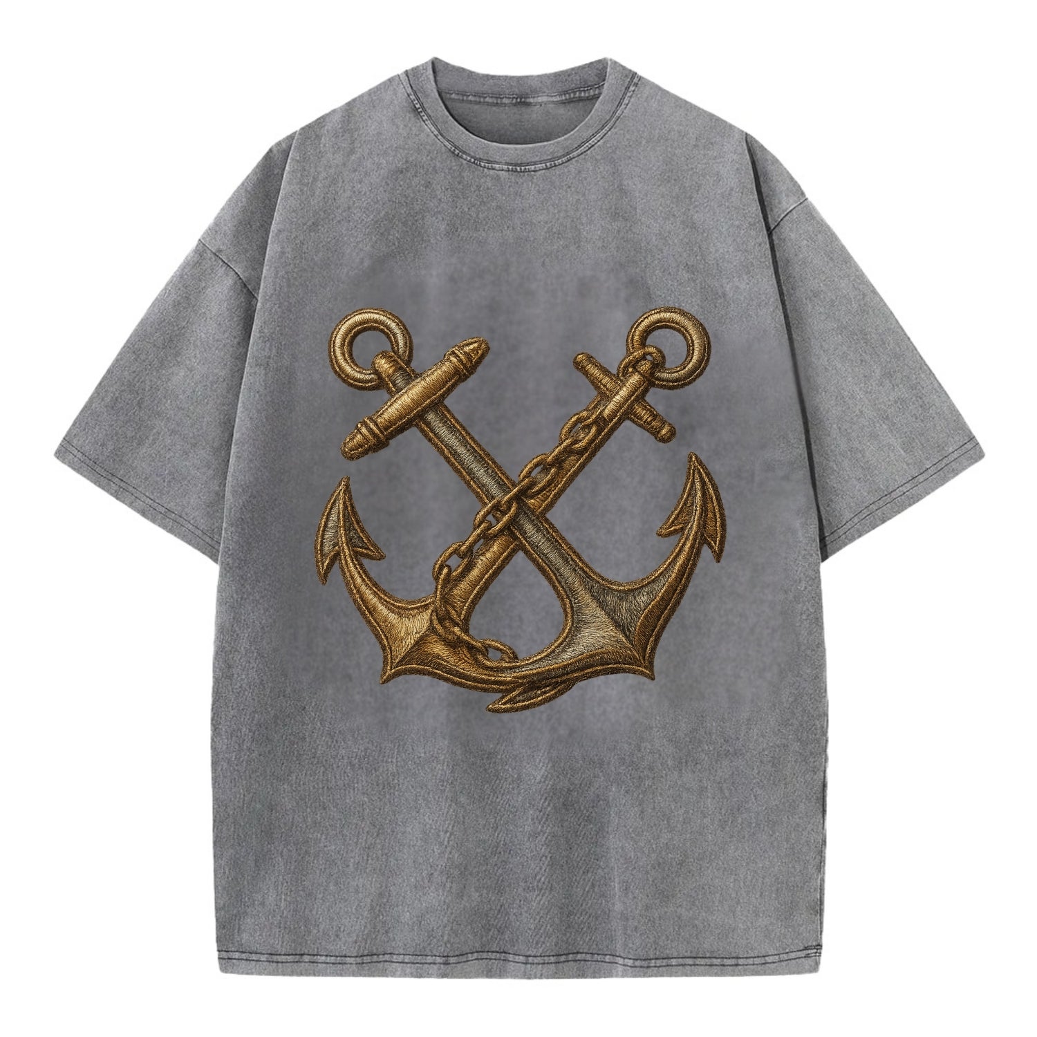 Crossed Anchors  - Vintage T-shirt - Grey
