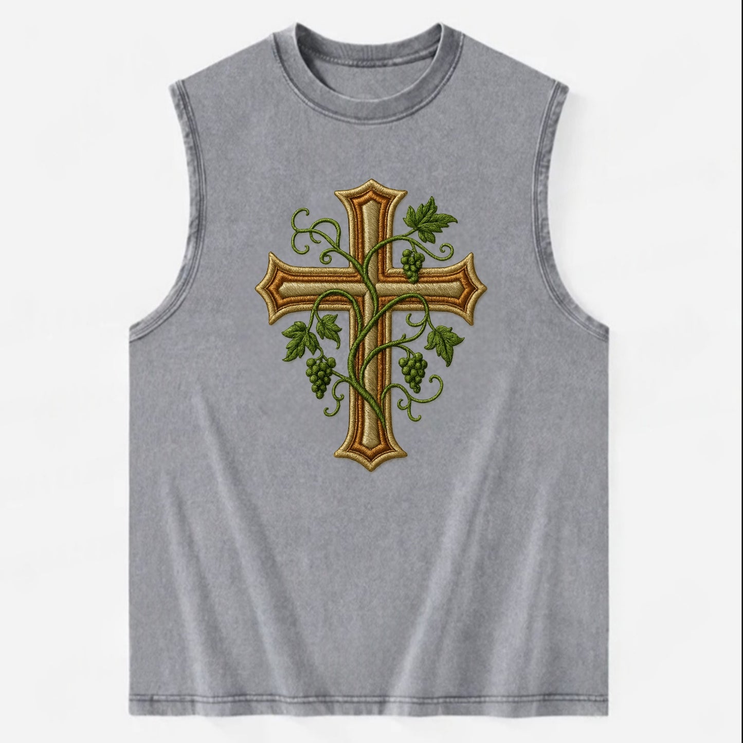 Vine Cross  - Vintage Washed Tank - Grey