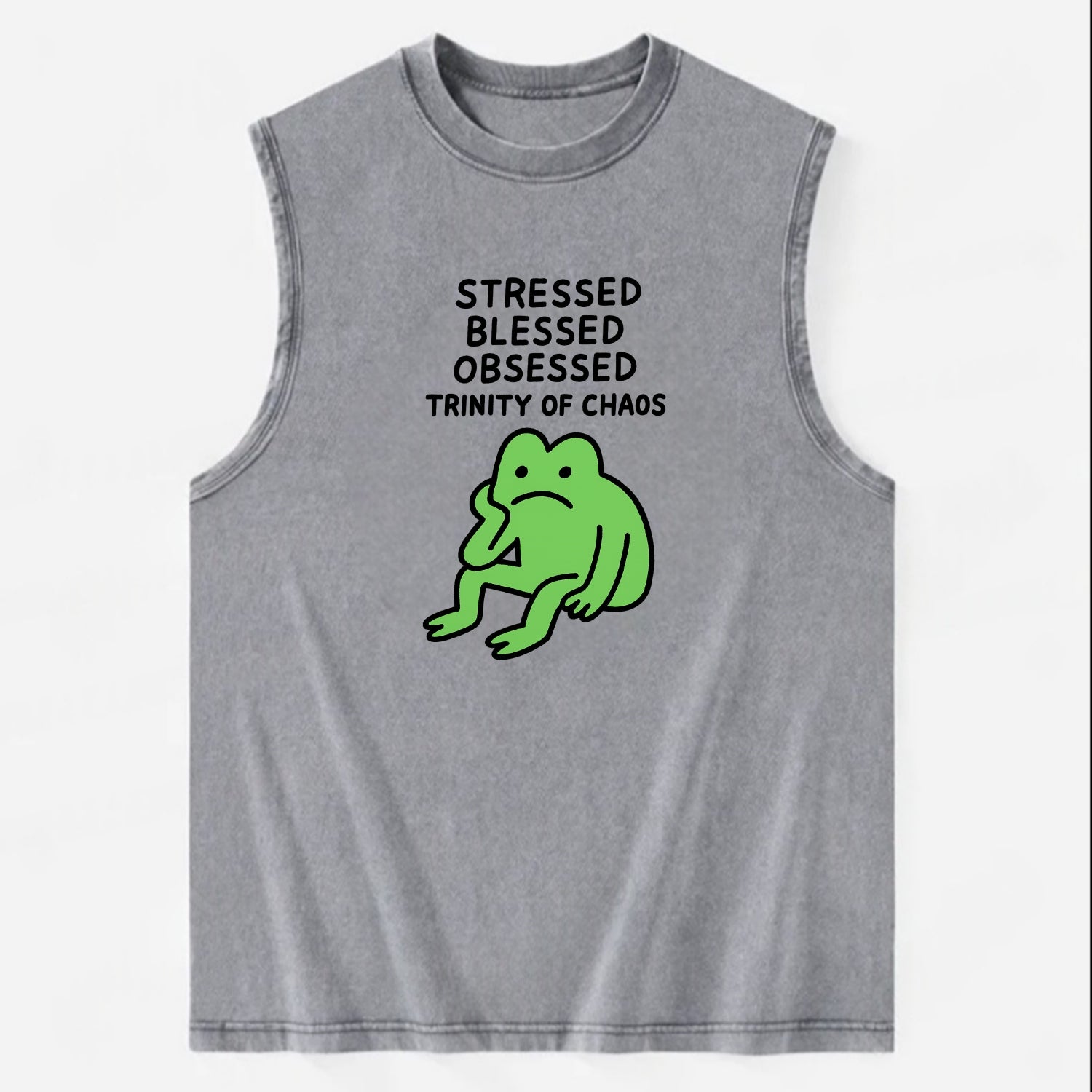STRESSED BLESSED OBSESSED | Trinity of chaos - Vintage Washed Tank - Grey