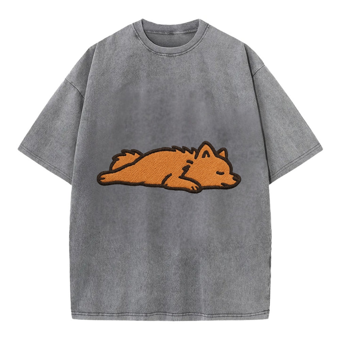 Pomeranian - Orange fluffy fully relaxed Vintage T-shirt - Grey