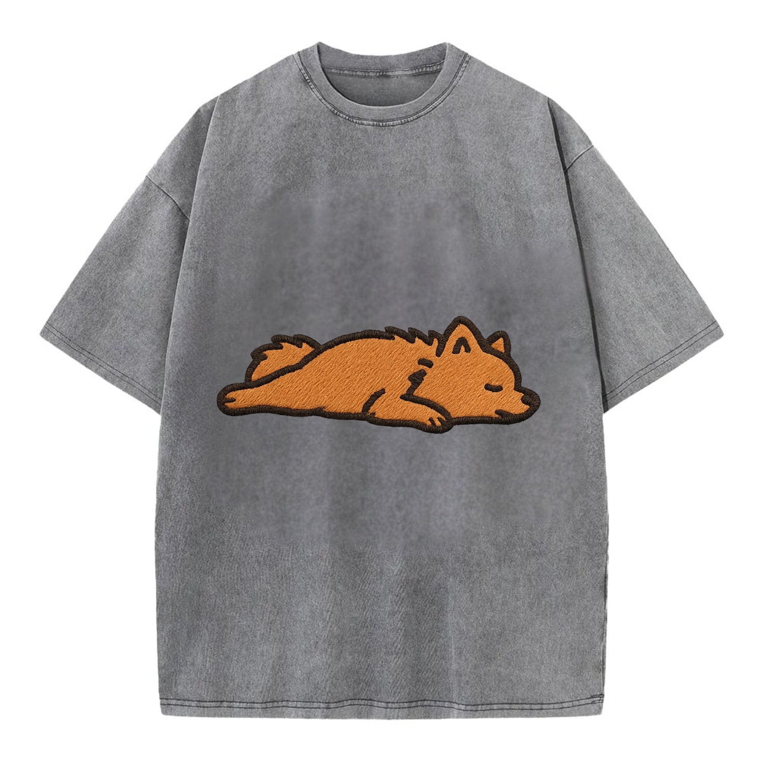 Pomeranian - Orange fluffy fully relaxed Vintage T-shirt - Grey