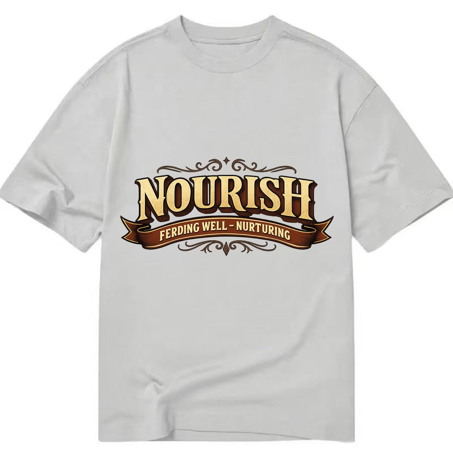 Bold typography design - "NOURISH" - feeding well, nurturing - Classic T-shirt - Grey