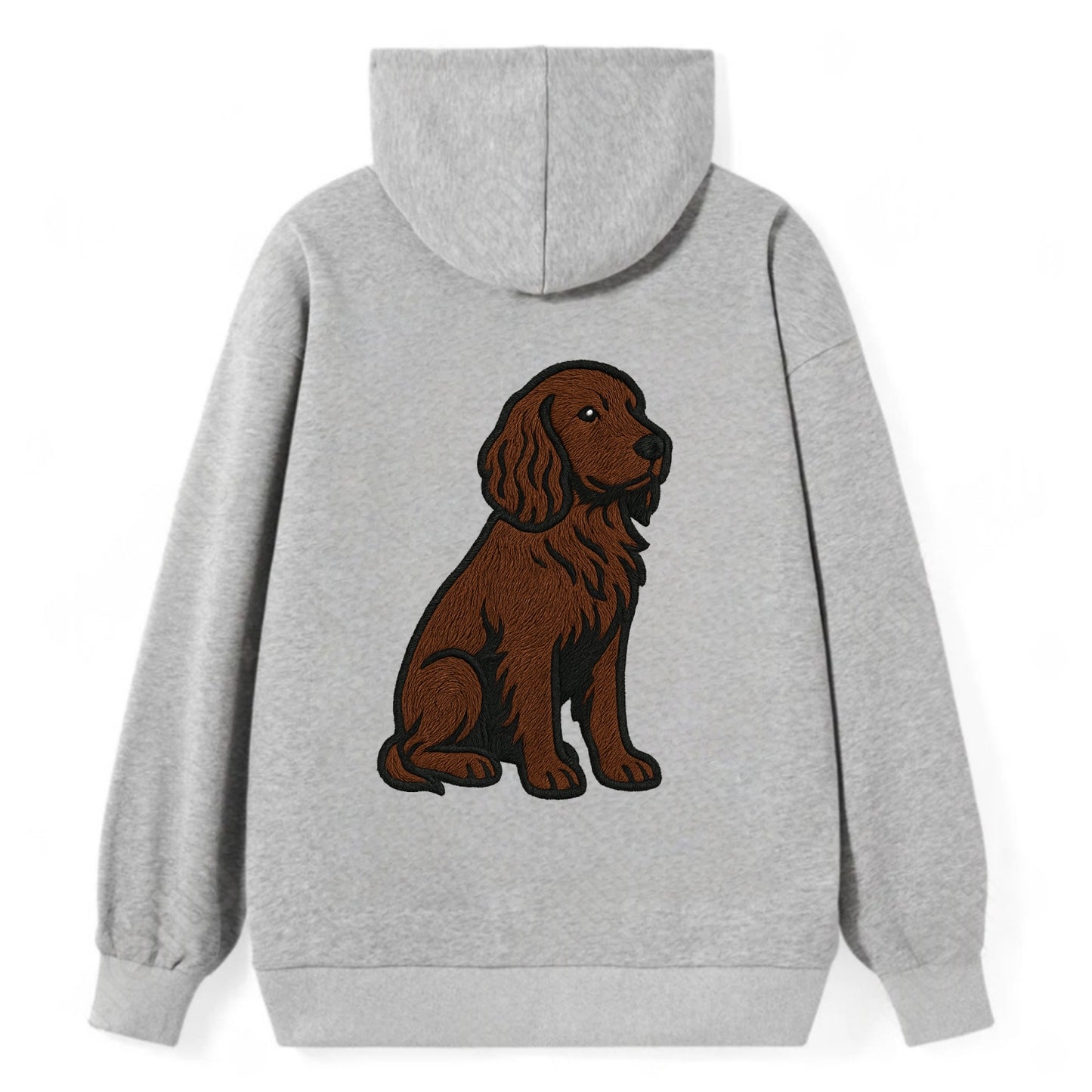 Field Spaniel - Liver colored embroidered sitting design - Classic Pullover Hoodie - Grey