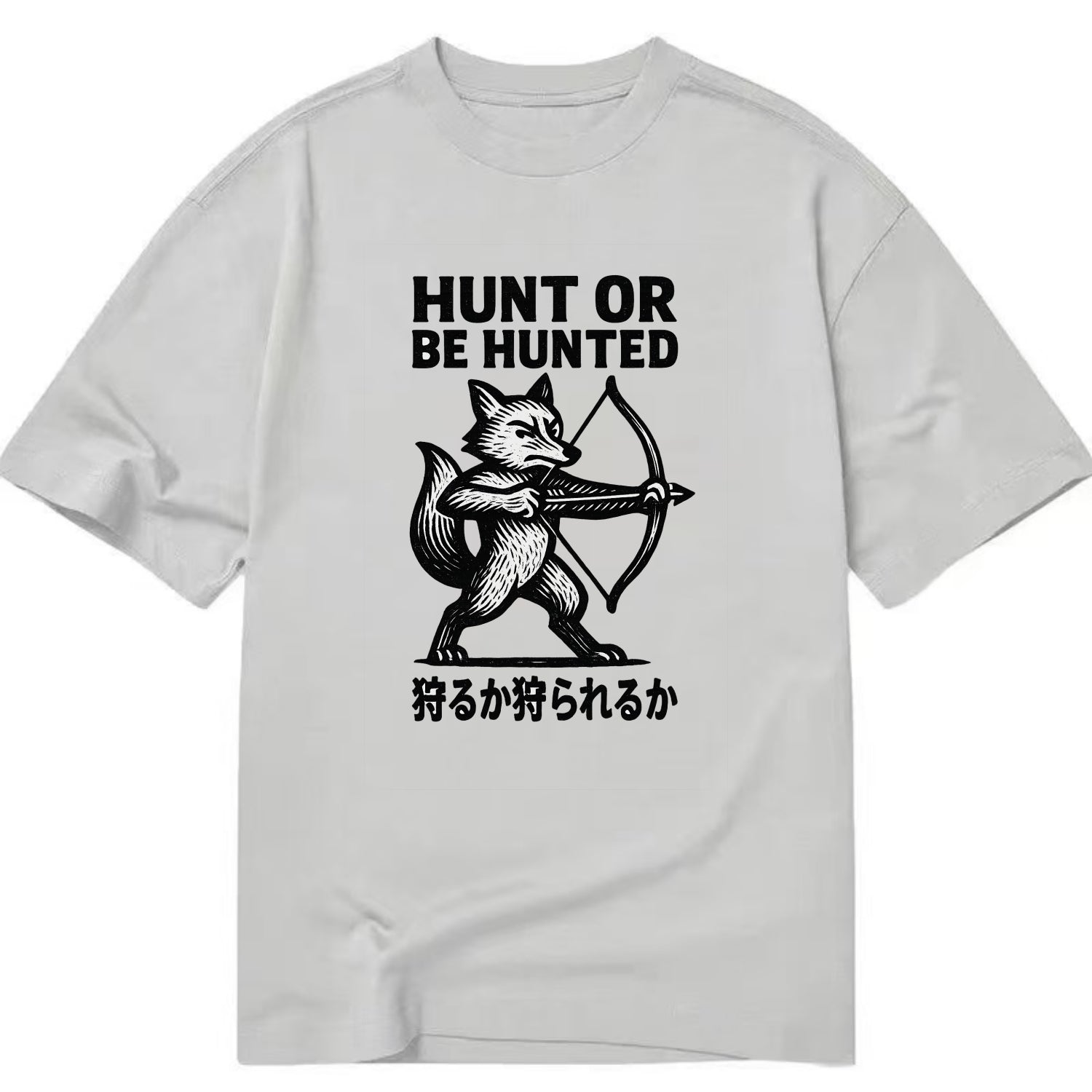 Hunt or Be Hunted - Fox drawing bow and Classic T-shirt - Grey