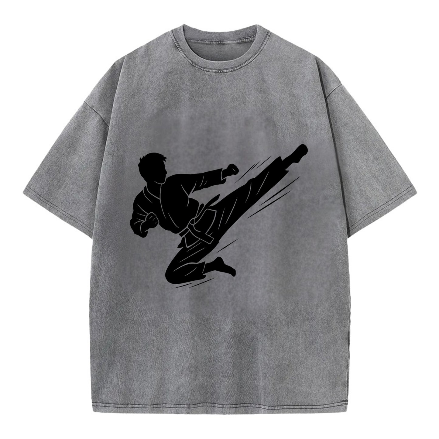Korean taekwondo flying kick - Vintage T-shirt - Grey