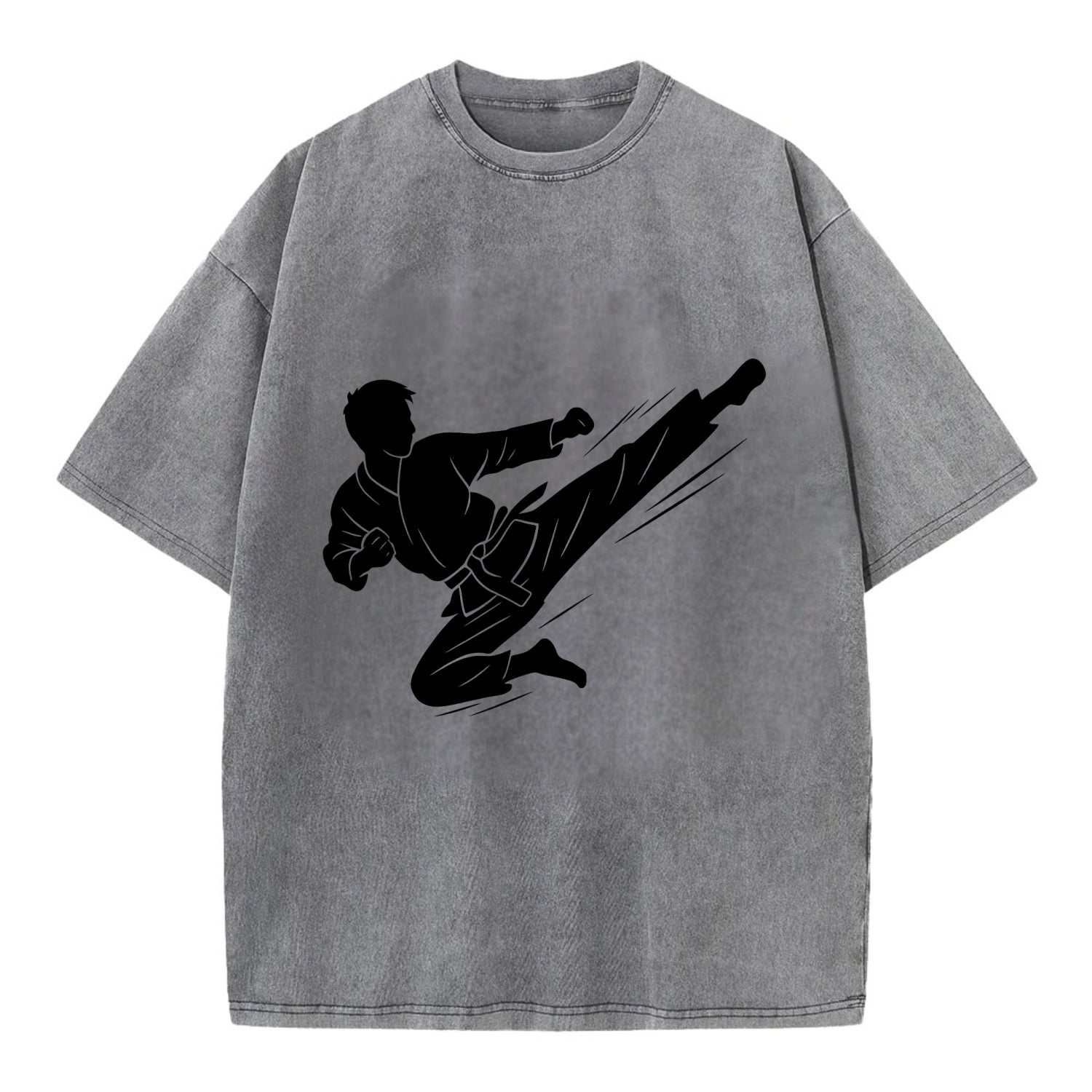 Korean taekwondo flying kick - Vintage T-shirt - Grey