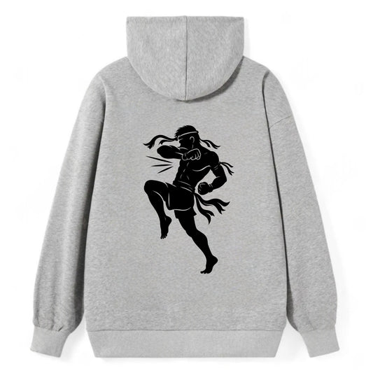 Thai Muay Thai fighter elbow strike - Classic Pullover Hoodie - Grey