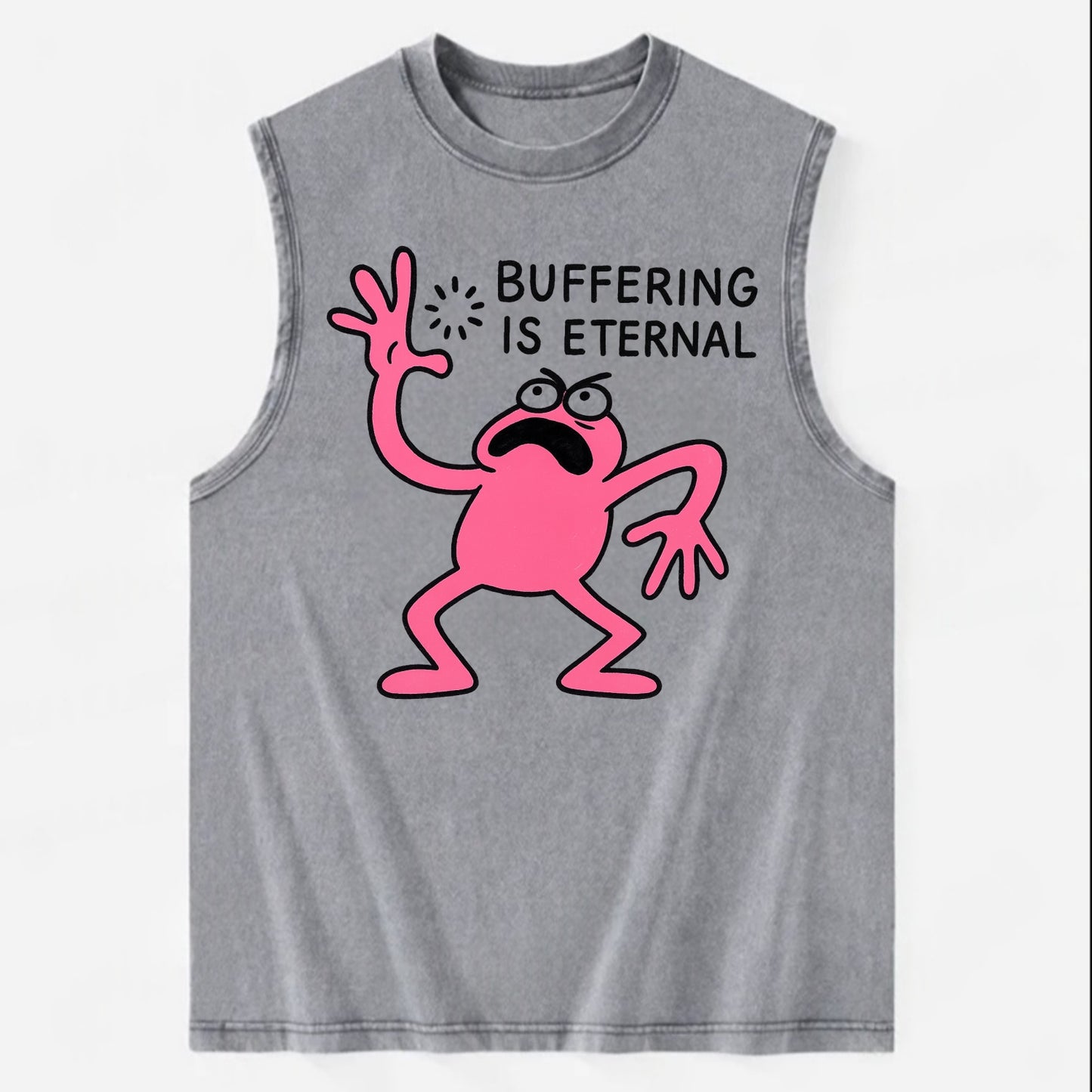 BUFFERING IS ETERNAL | Loading circle dizzy - Vintage Washed Tank - Grey