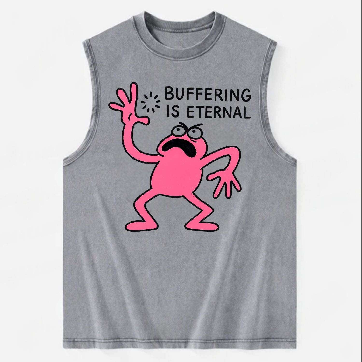 BUFFERING IS ETERNAL | Loading circle dizzy - Vintage Washed Tank - Grey