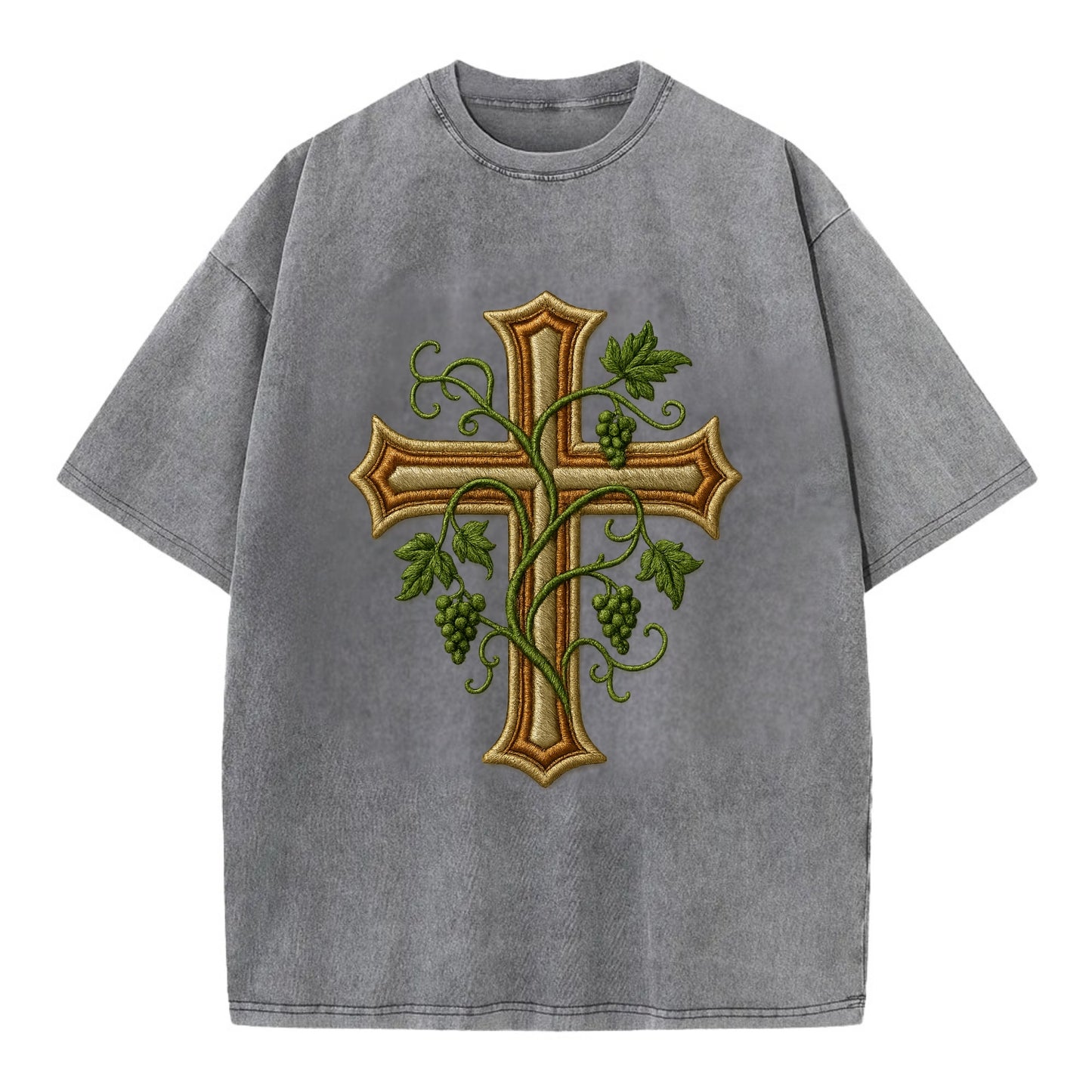 Vine Cross  - Vintage T-shirt - Grey