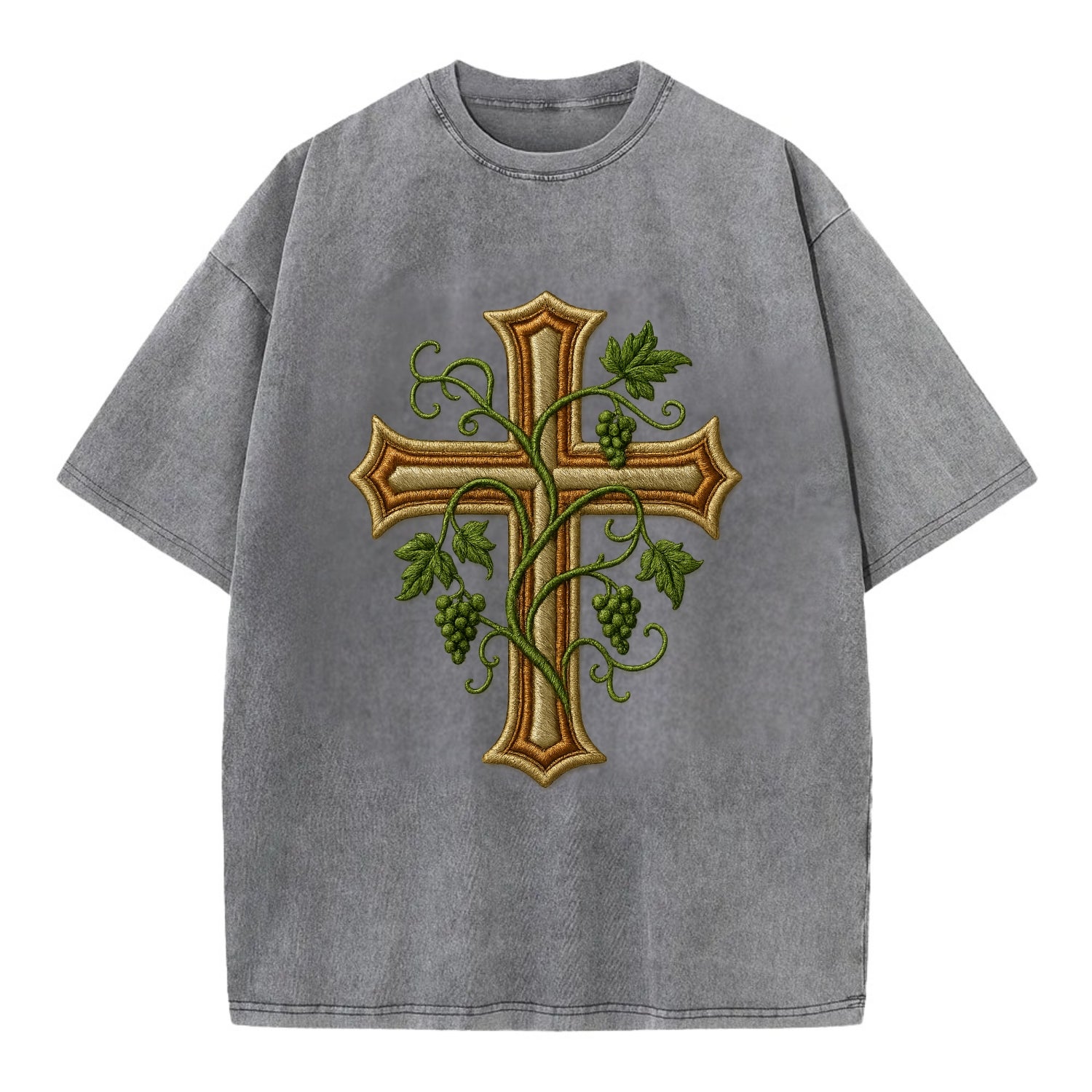 Vine Cross  - Vintage T-shirt - Grey