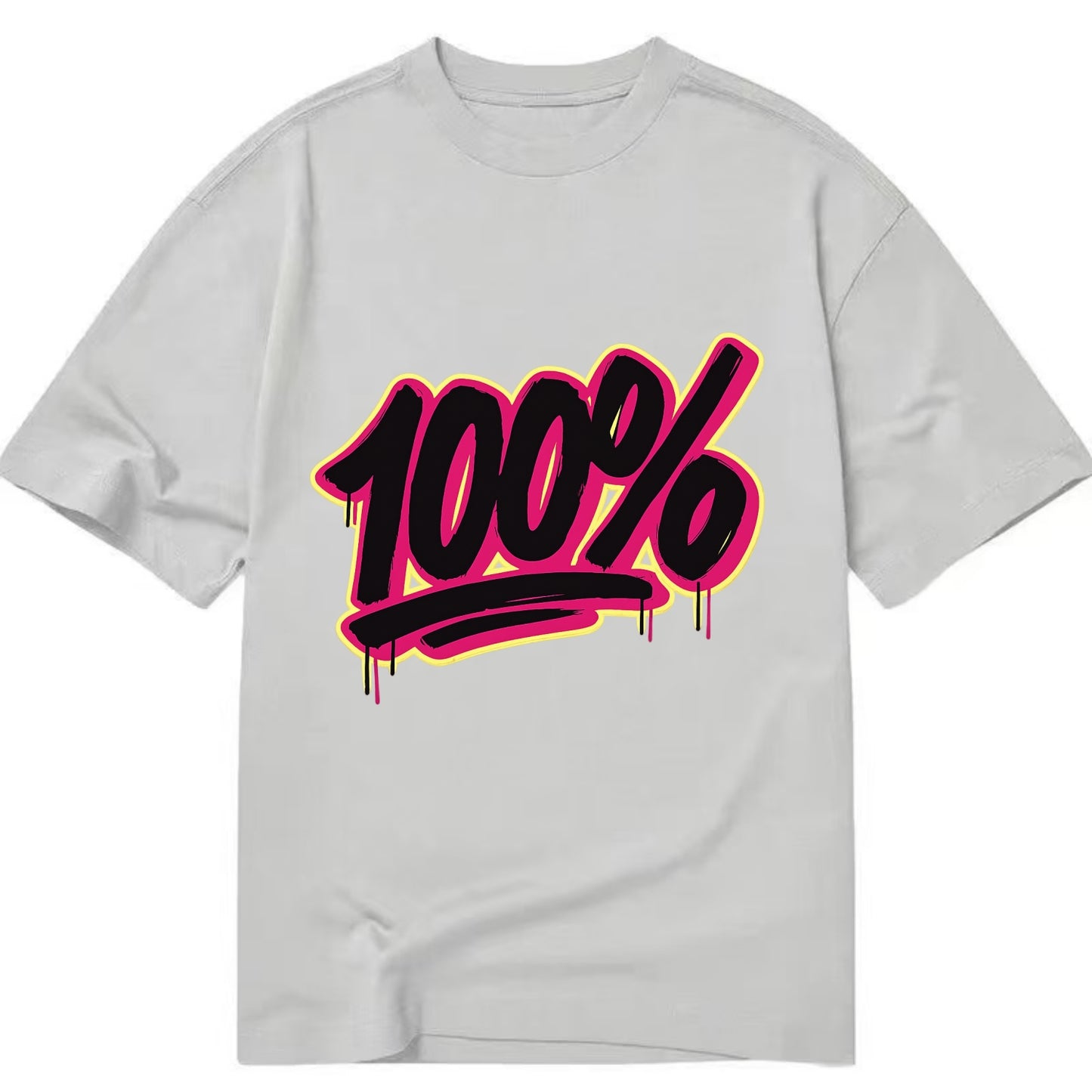 Bold typography design - "100%" - all in, fully committed - Classic T-shirt - Grey