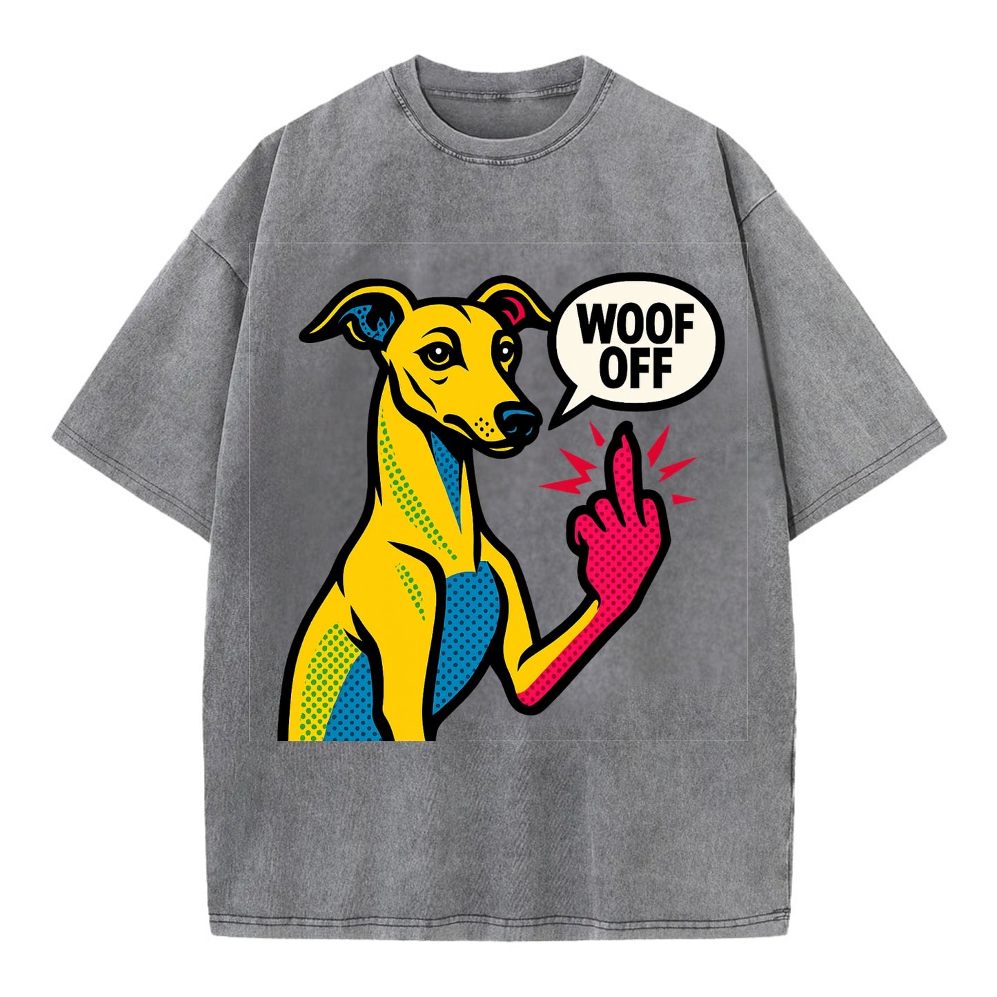 Whippet sleek athletic greyhound-like, elegant long paw giving sass - Vintage T-shirt - Grey