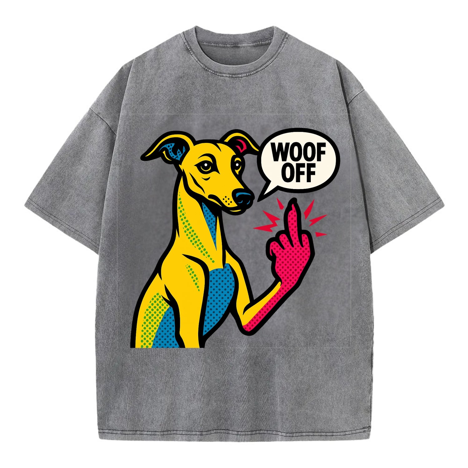 Whippet sleek athletic greyhound-like, elegant long paw giving sass - Vintage T-shirt - Grey