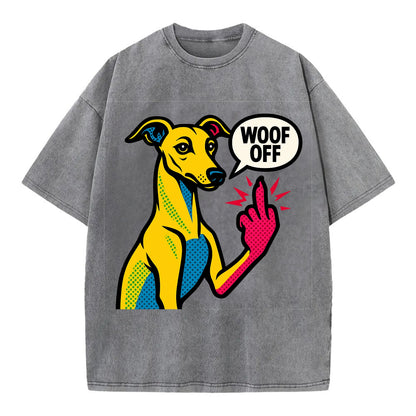 Whippet sleek athletic greyhound-like, elegant long paw giving sass - Vintage T-shirt - Grey
